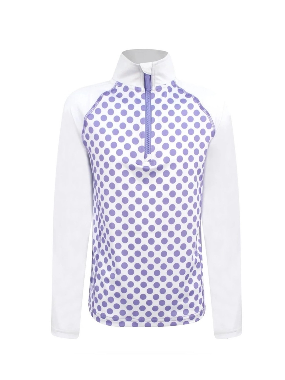 Little Miss Tennis Girls XS Quarter Zip Pullover Lavender Polka Dot NWT